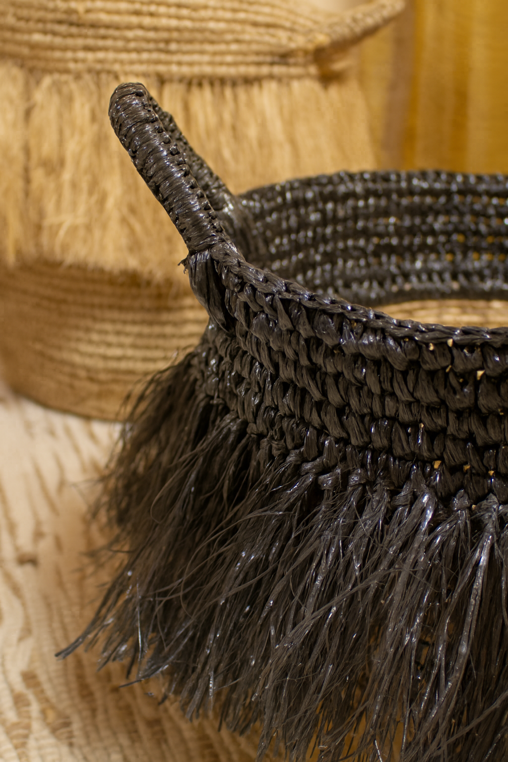 Zalo - Panier - Abaca - Noir/Naturel