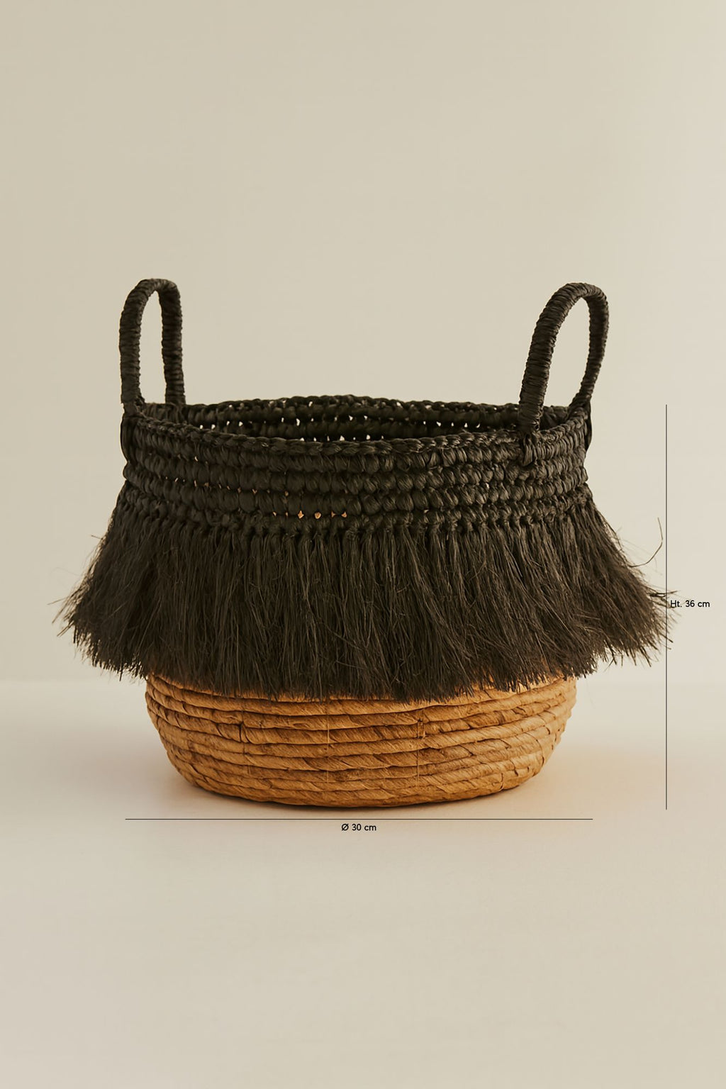 Cesta Zalo En Abaca - Flecos Negros
