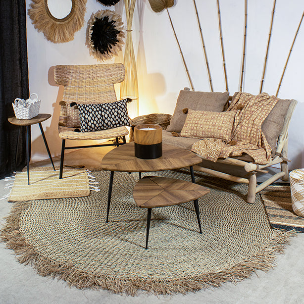 Serifos Rug In Natural Fibers With Fringes