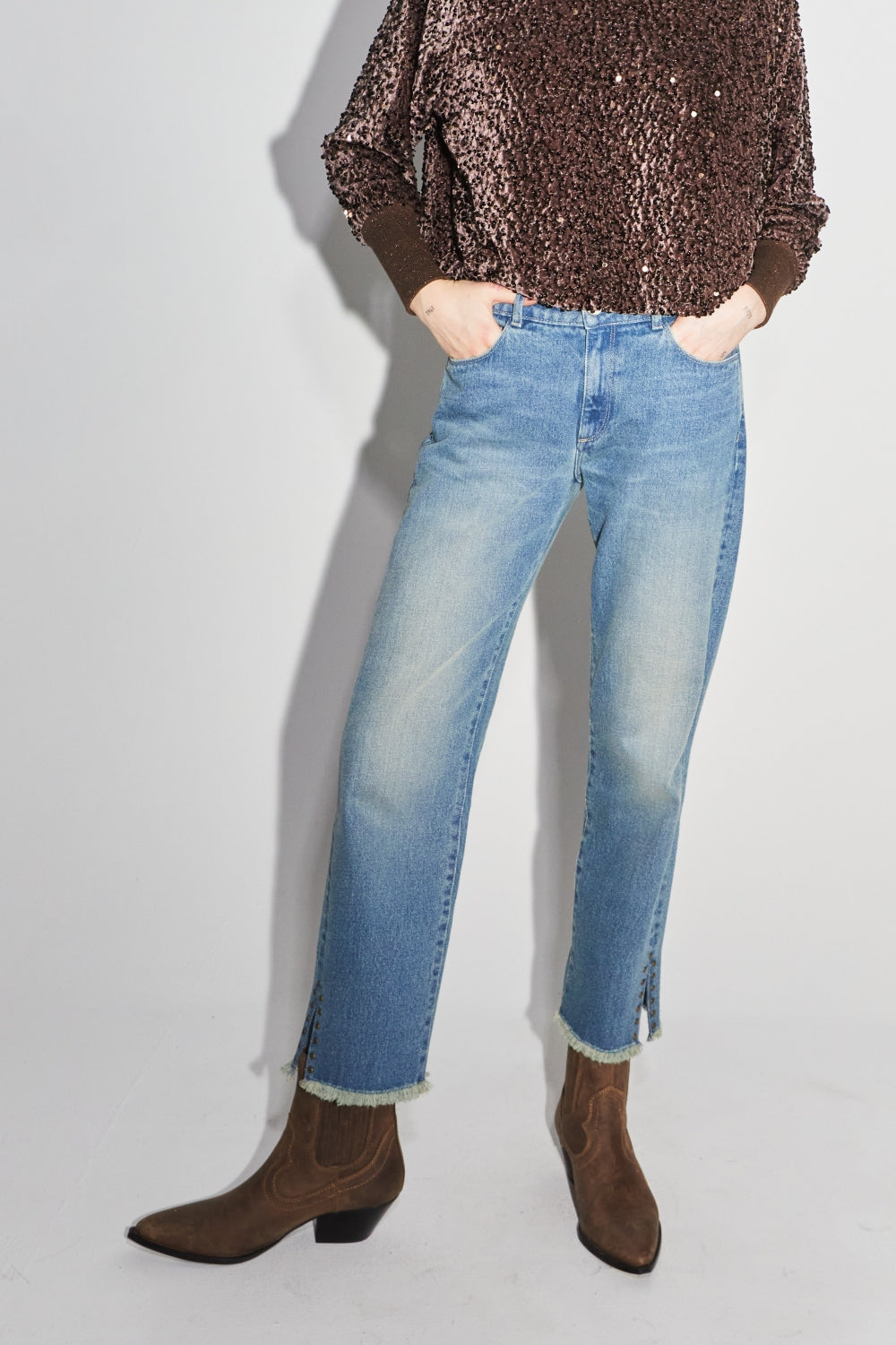 Alex Straight Used Blue Jeans - Blå