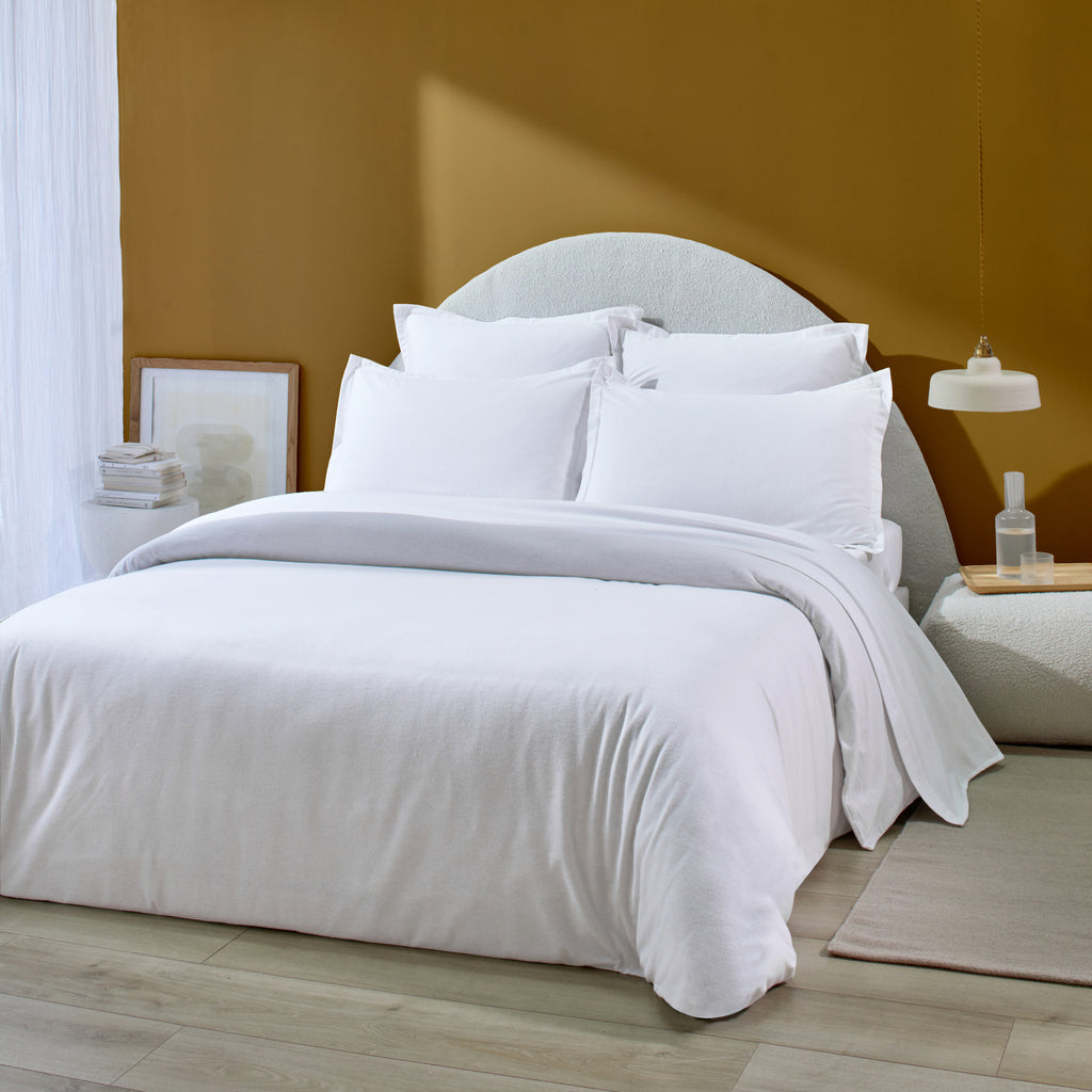 Orea - Housse De Couette - 100% Flanelle De Coton - Blanc