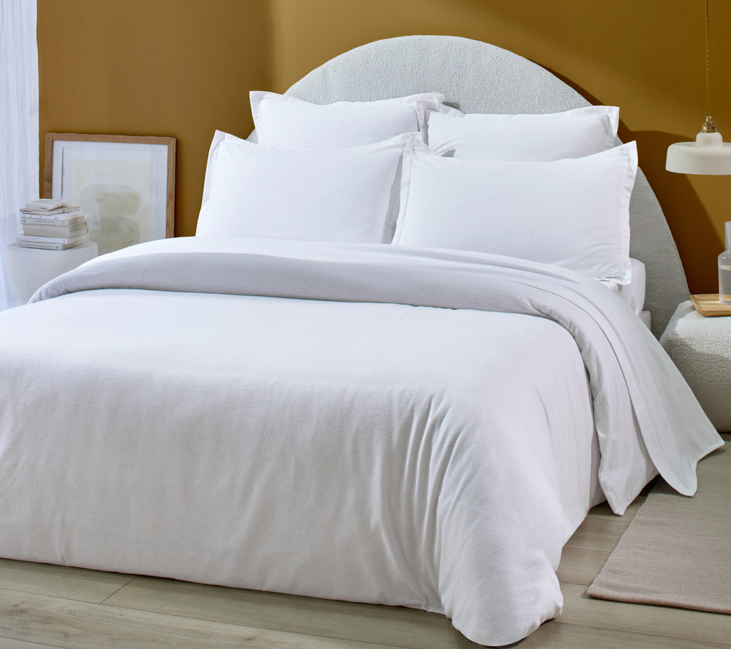 Orea - Housse De Couette - 100% Flanelle De Coton - Blanc
