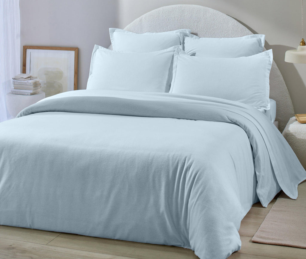 Orea - Taie D'Oreiller - 100% Flanelle De Coton - Bleu