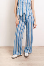 Ana Blue Linen Trousers