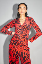 The Ela Velvet Wrap Blouse Kiku