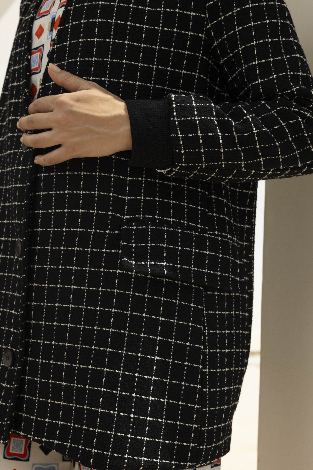 Cazadora bomber de tweed siroco negro de The Leonard