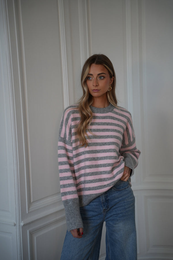 Pull Rayé Ariane - Gris/Rose