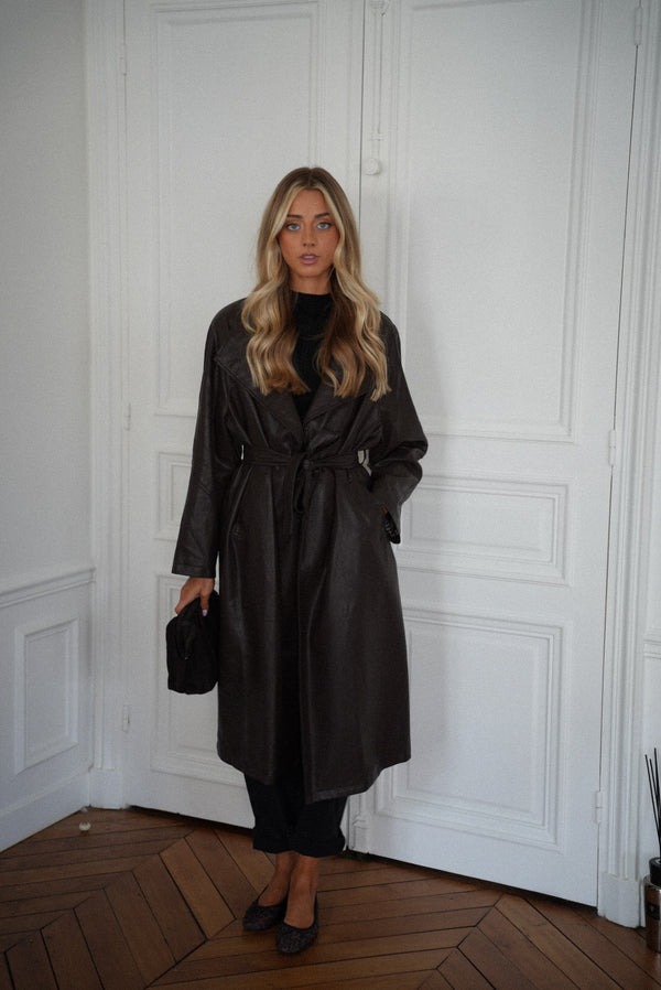 Manteau Cuir Penelope - Chocolat