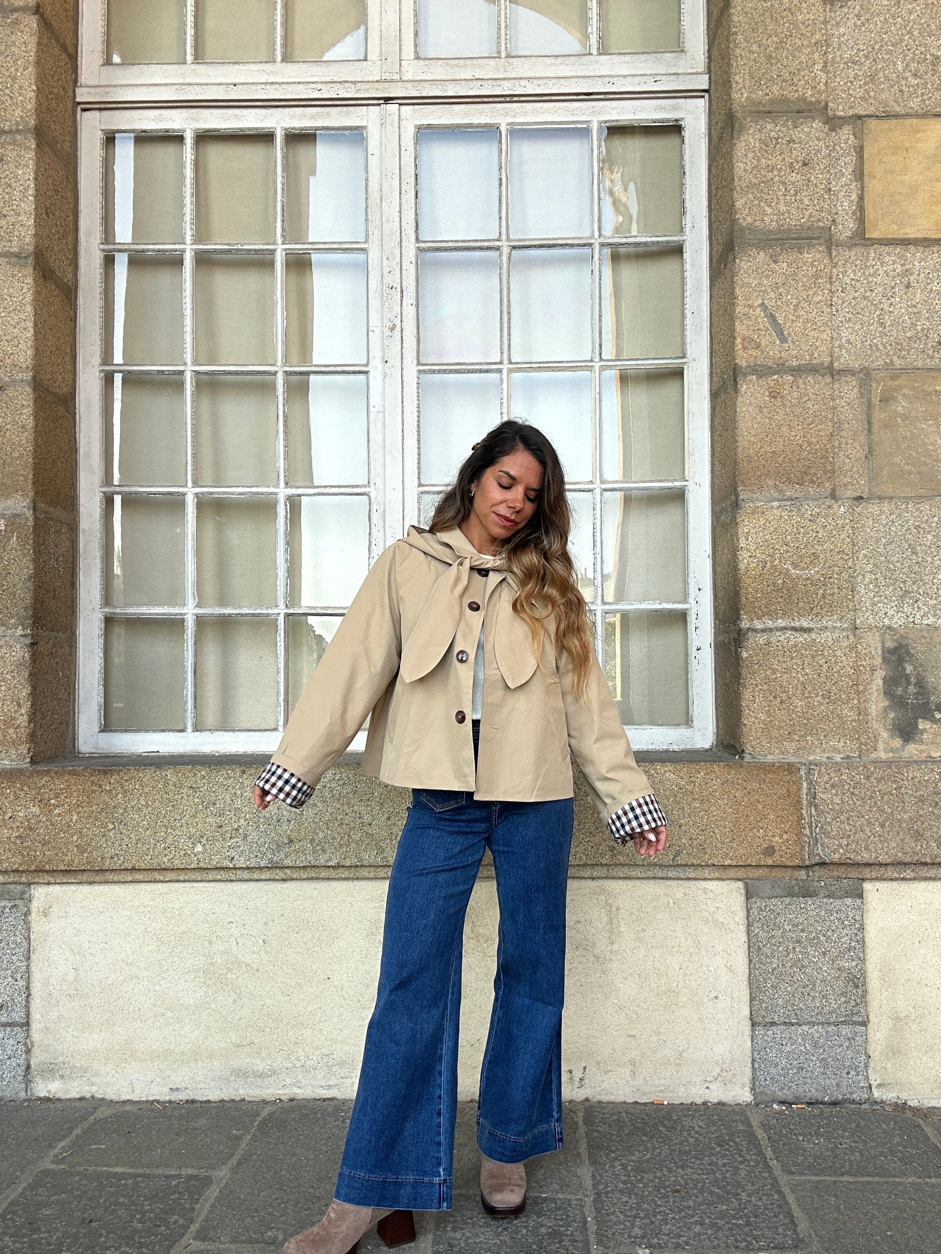Veste à capuche amovible Garance beige