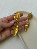 Pendientes Vintage - Conchas Doradas Colgantes