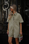 Suzon Denim Short Jumpsuit - Khaki
