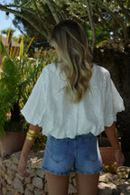 Blouse Brodée Naya - Blanche