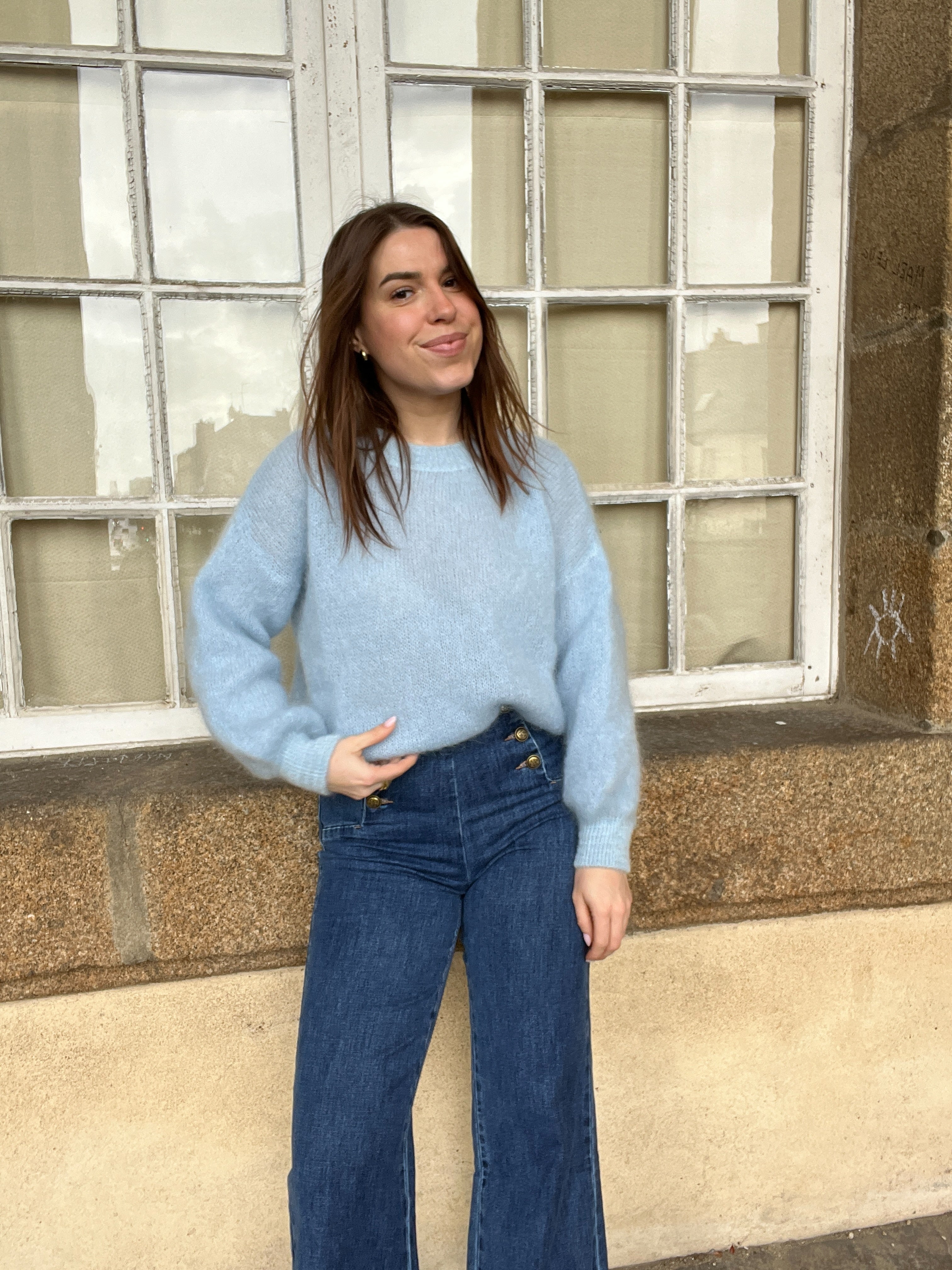 Gaia ice blue mohair and wool knit