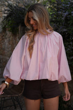 Lorena Backless Blouse - Pink