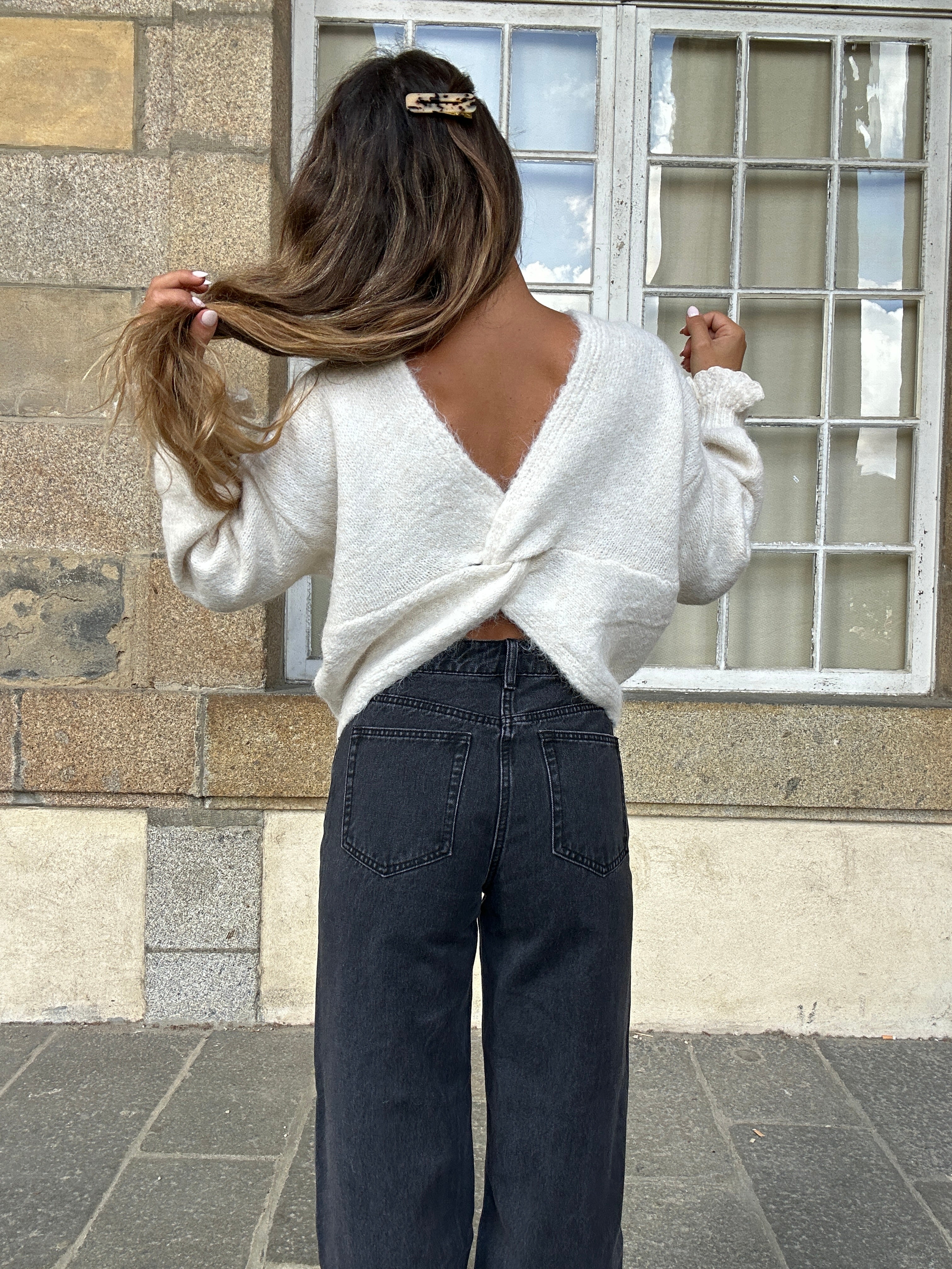 Pull en laine beige Olympe