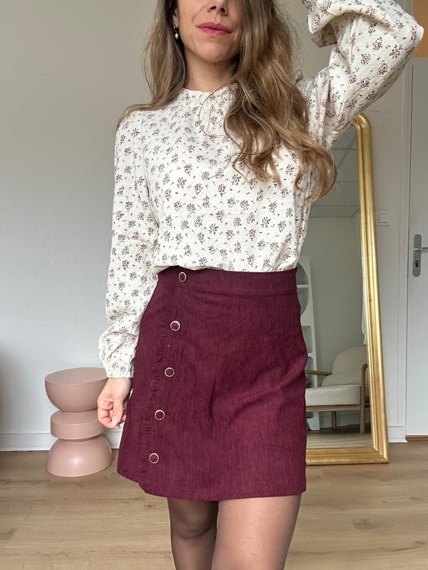 Falda Louisa Terciopelo Burdeos