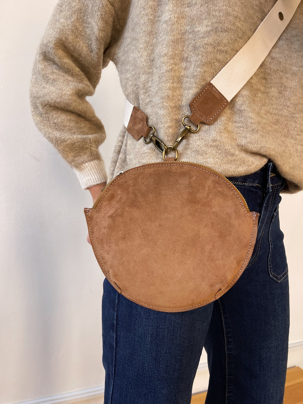 Sac Bandoulière En Daim Beige Macarena