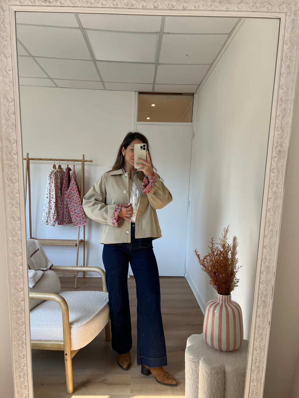 Gabardina Liberty de algodón beige Edith