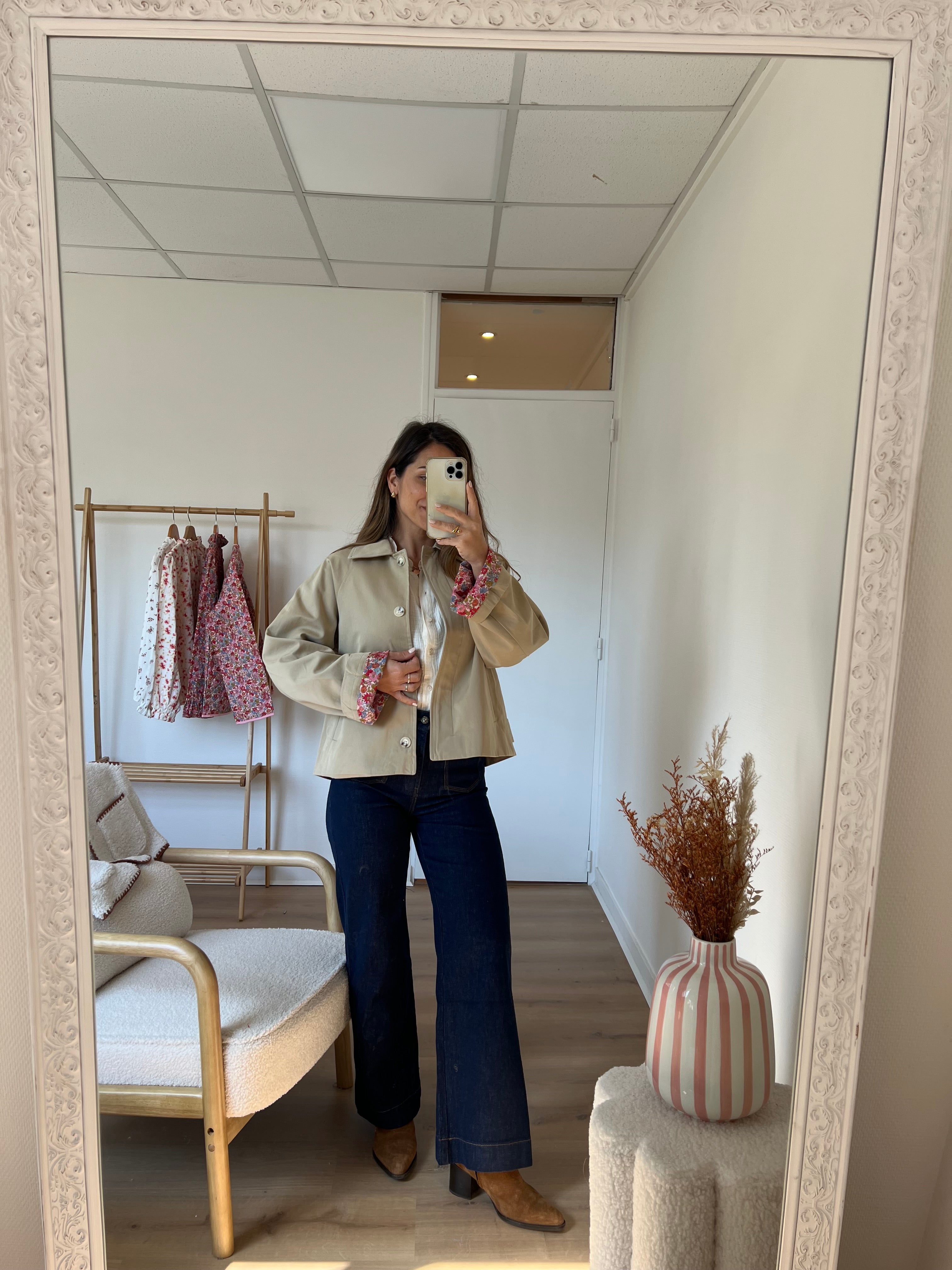 Gabardina Liberty de algodón beige Edith
