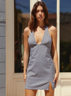 Vestido Vichy azul con escote