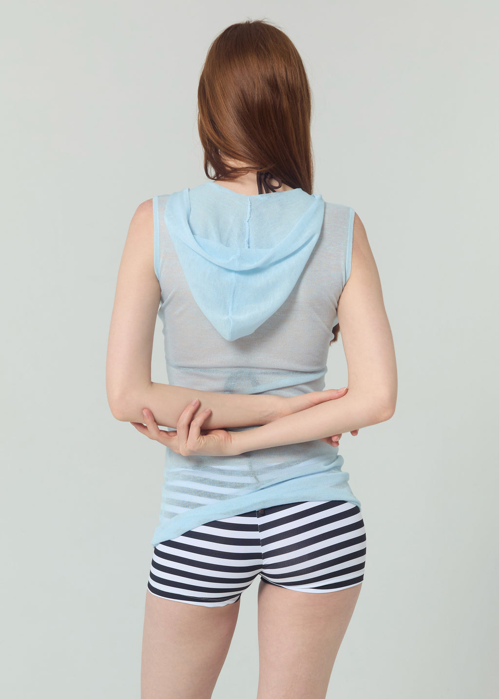 Knit Hooded Dress - Blue