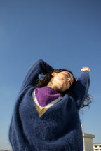 Pull Celeste Marine Et Mûre
