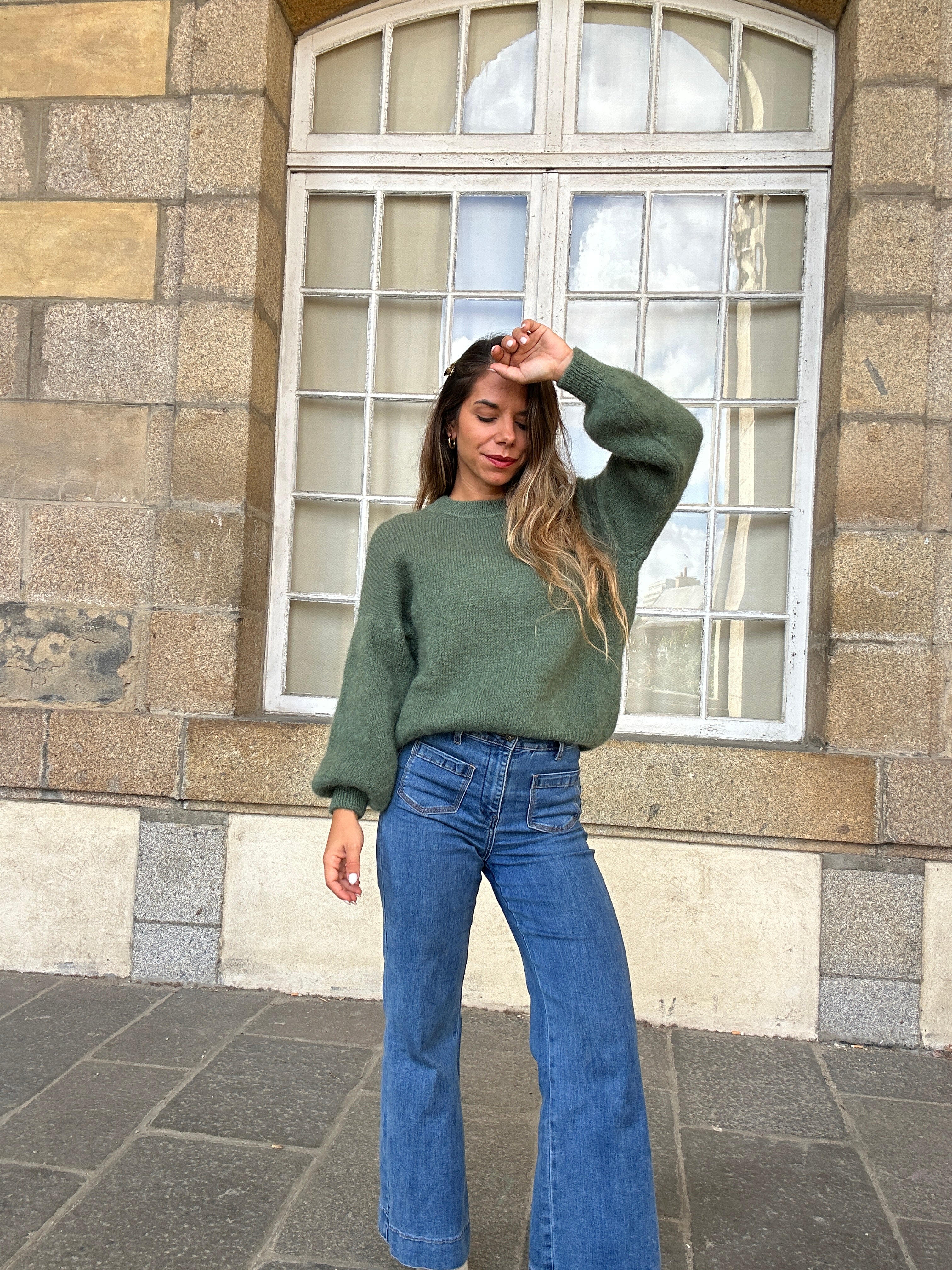 Prenda de punto de mohair y lana Gaia caqui
