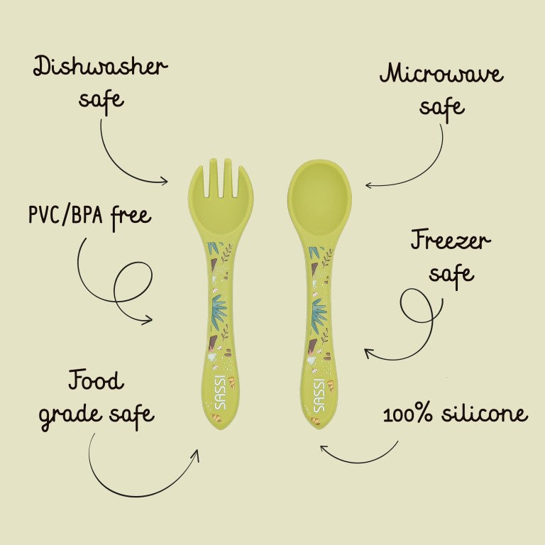 Silicone Fork & Spoon Set - The Dinosaur