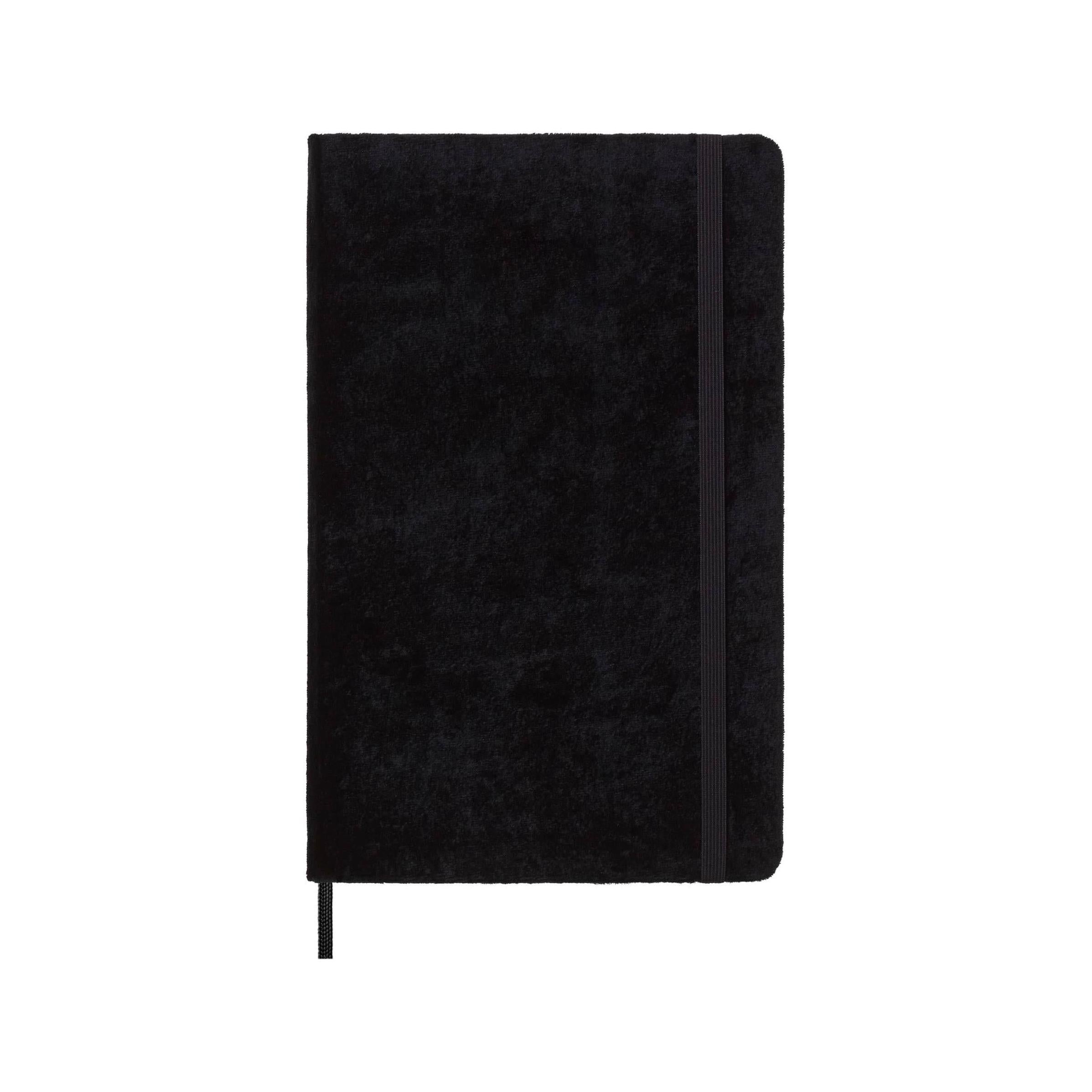 Carnet Textile Large 13X21 - Pages Lignées - Noir