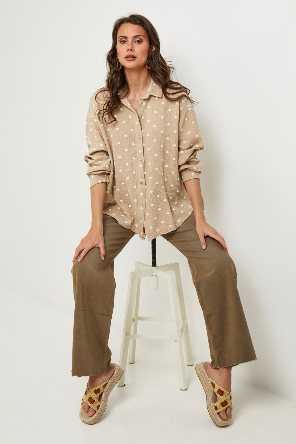 Beige/White Shirt - Women