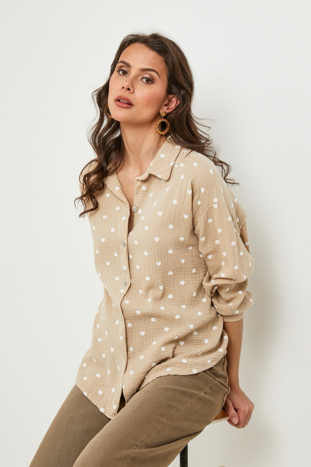 Beige/White Shirt - Women