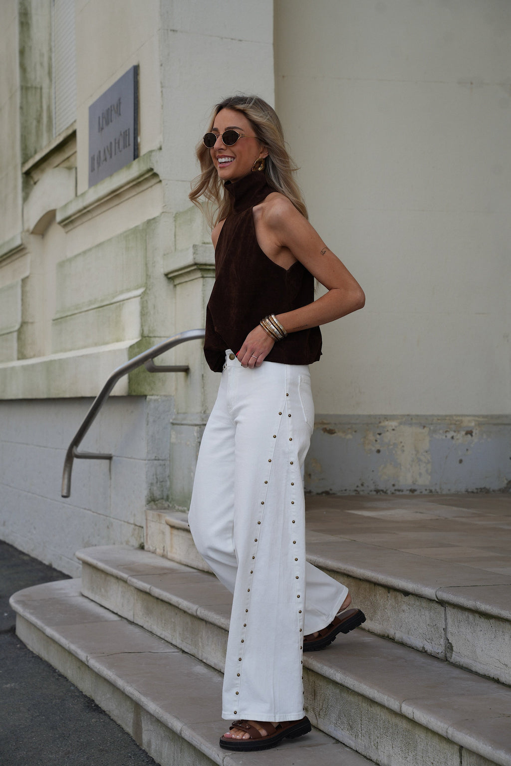 Fedy Studded Jeans - Ecru