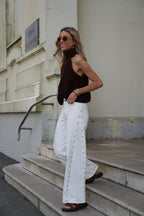 Fedy Studded Jeans - Ecru