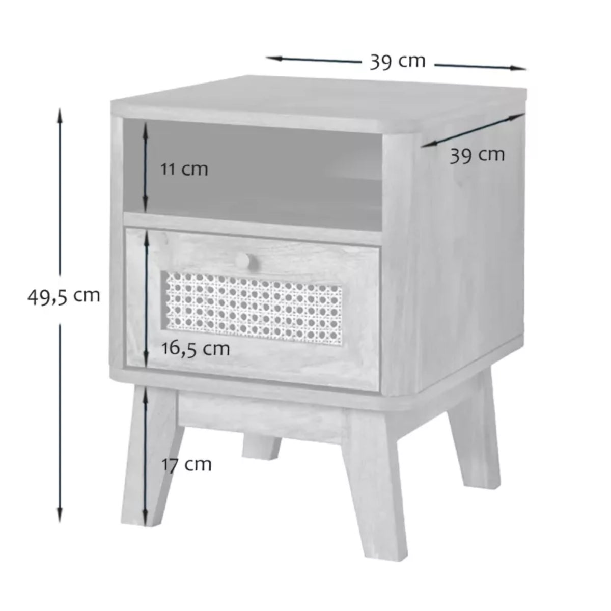 Palmo - Mesita de noche con 1 cajón - Ratán