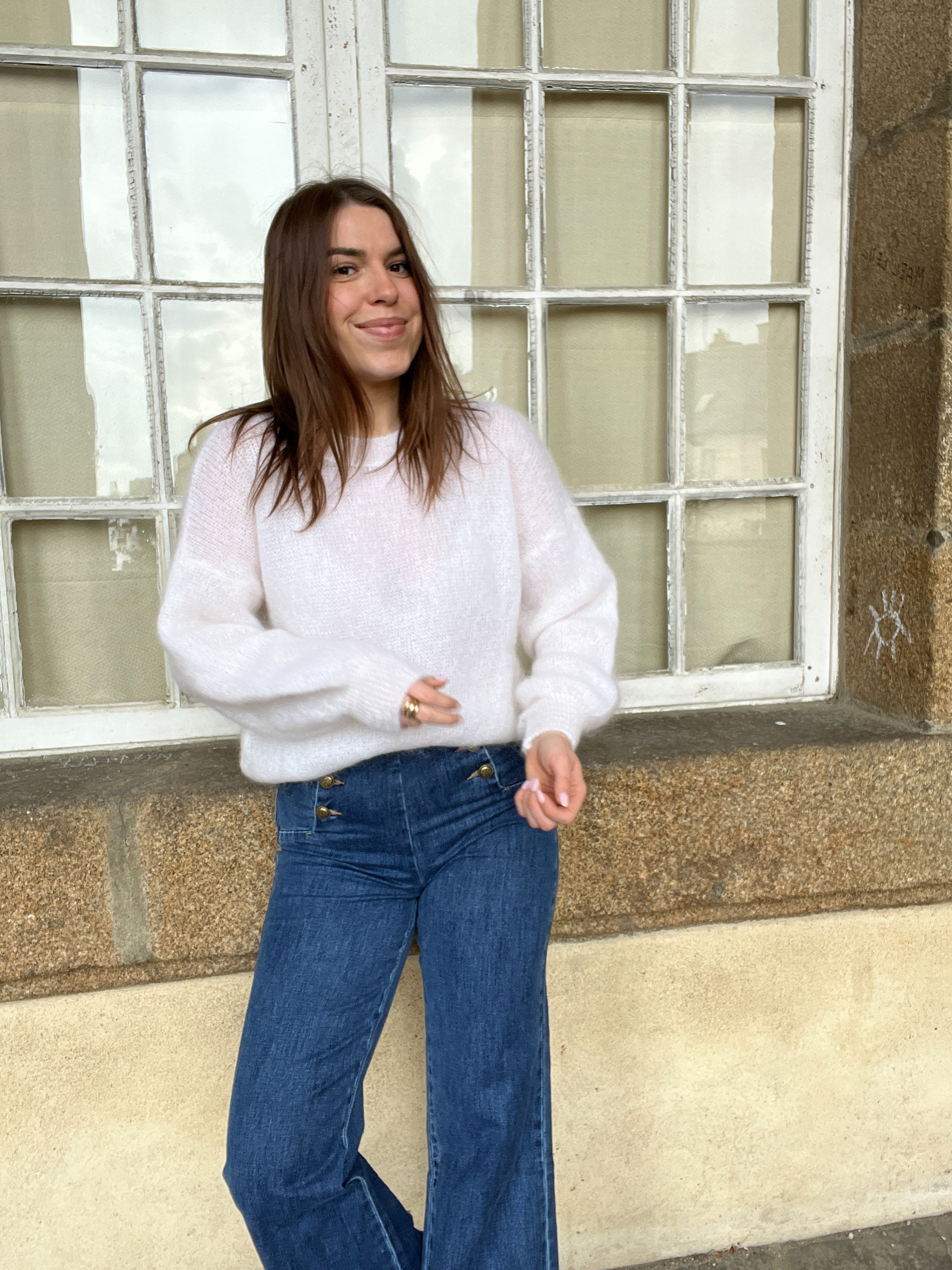 Punto Gaia De Mohair Y Lana Blanco