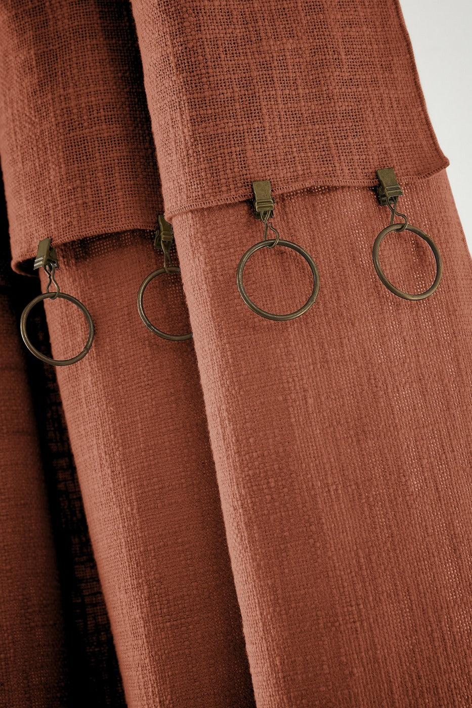 Slub Sixtine - Adjustable Curtain + Rings - Cotton - Terracotta