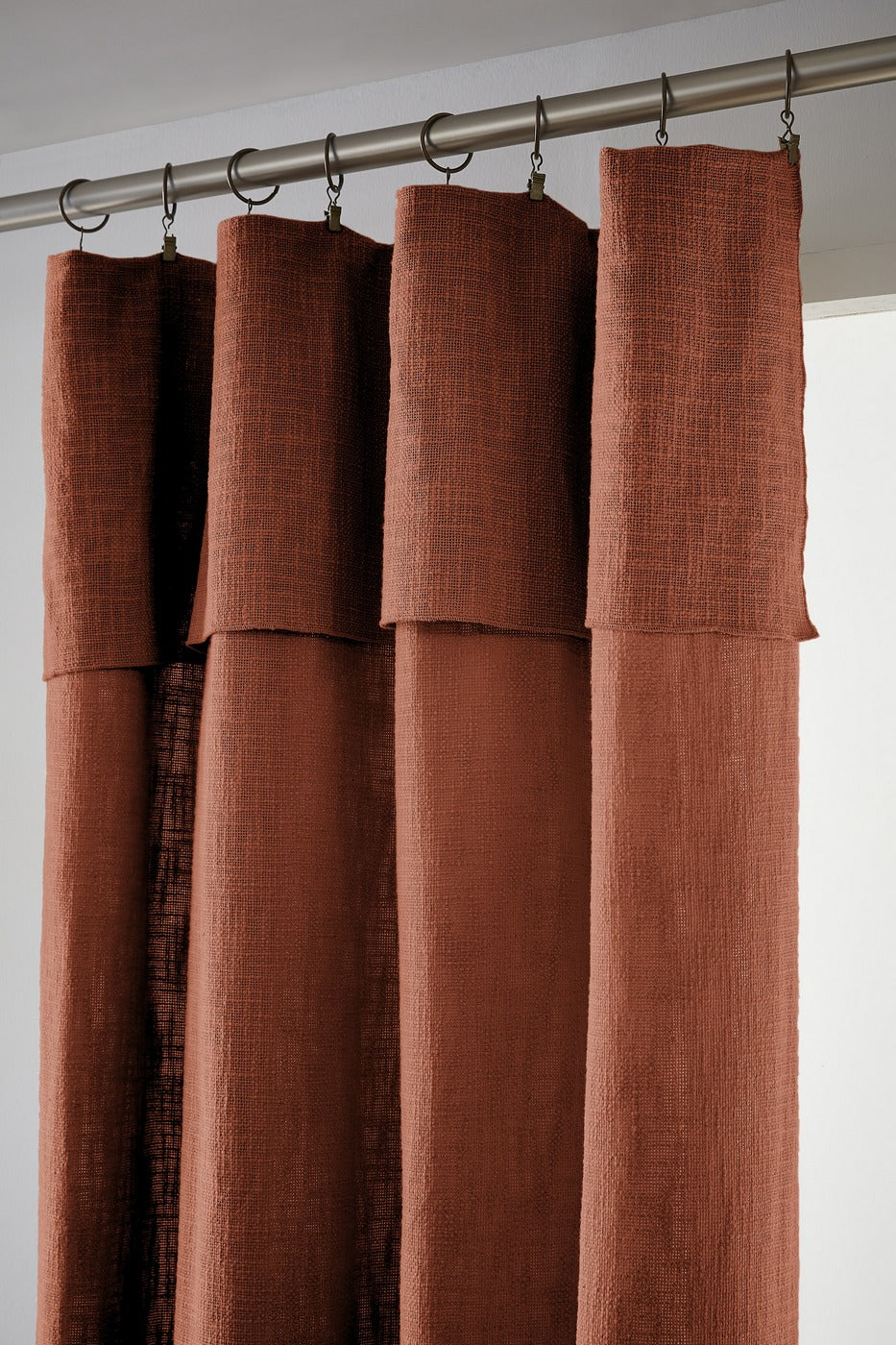 Slub Sixtine - Adjustable Curtain + Rings - Cotton - Terracotta