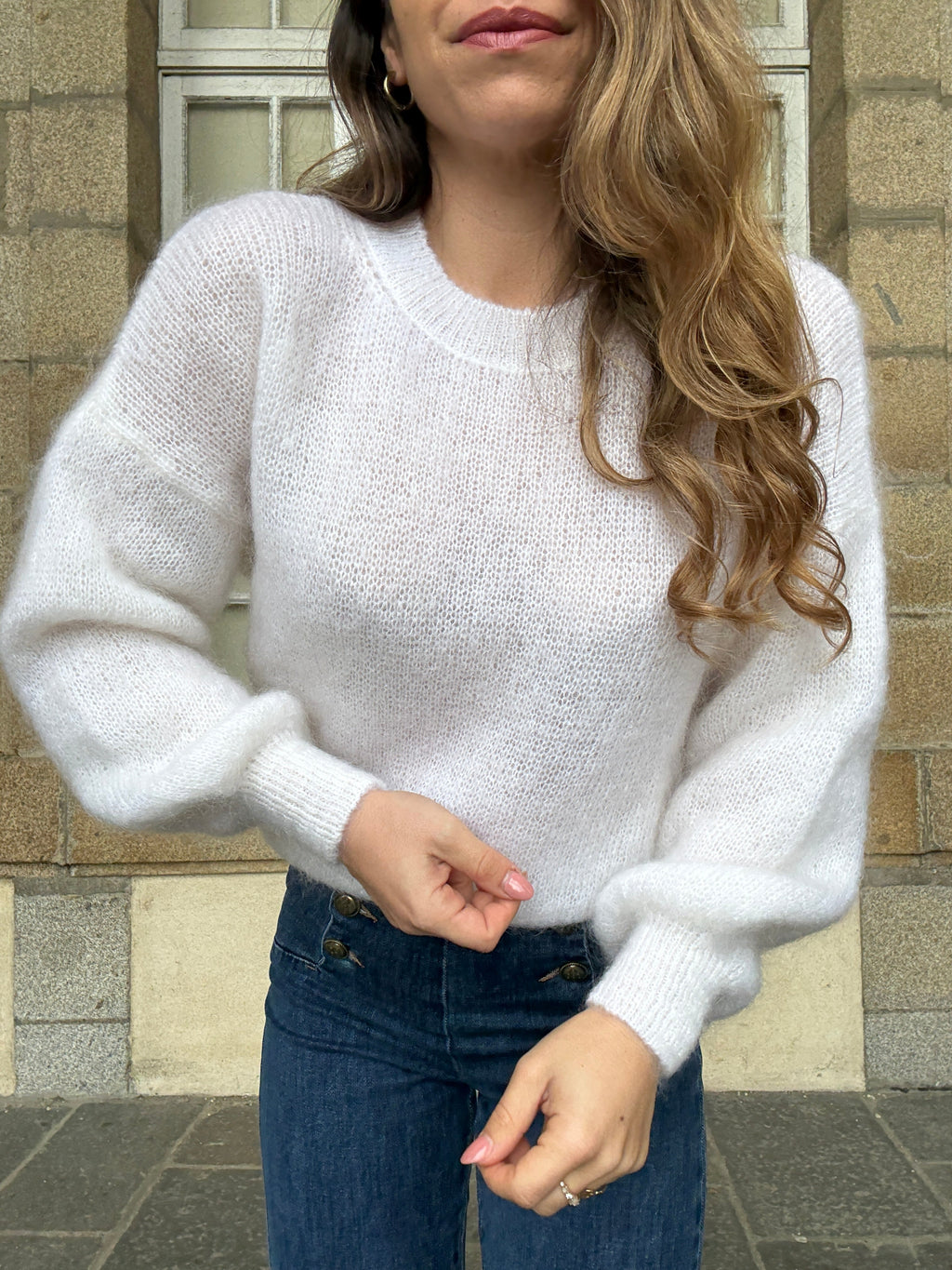 Punto Gaia De Mohair Y Lana Blanco