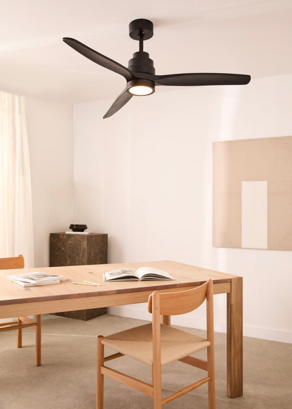 Wind Stylance Madera Natural - Ventilador de Techo Silencioso 40W 100% Madera - Negro
