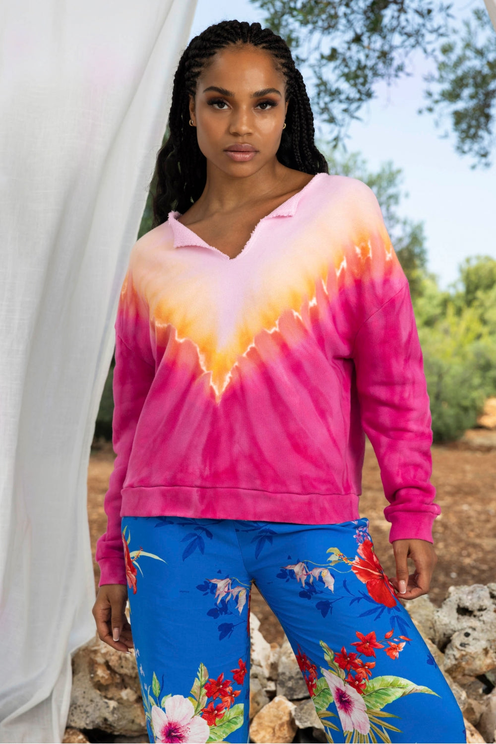 Sudadera rosa Paolo Tie And Dye