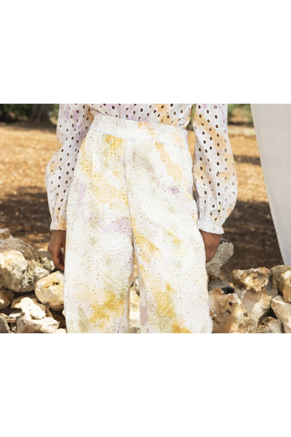 The Fanny Trousers with Tie And Dye English Embroidery
