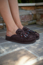 Nori Fringed Mules - Chocolate