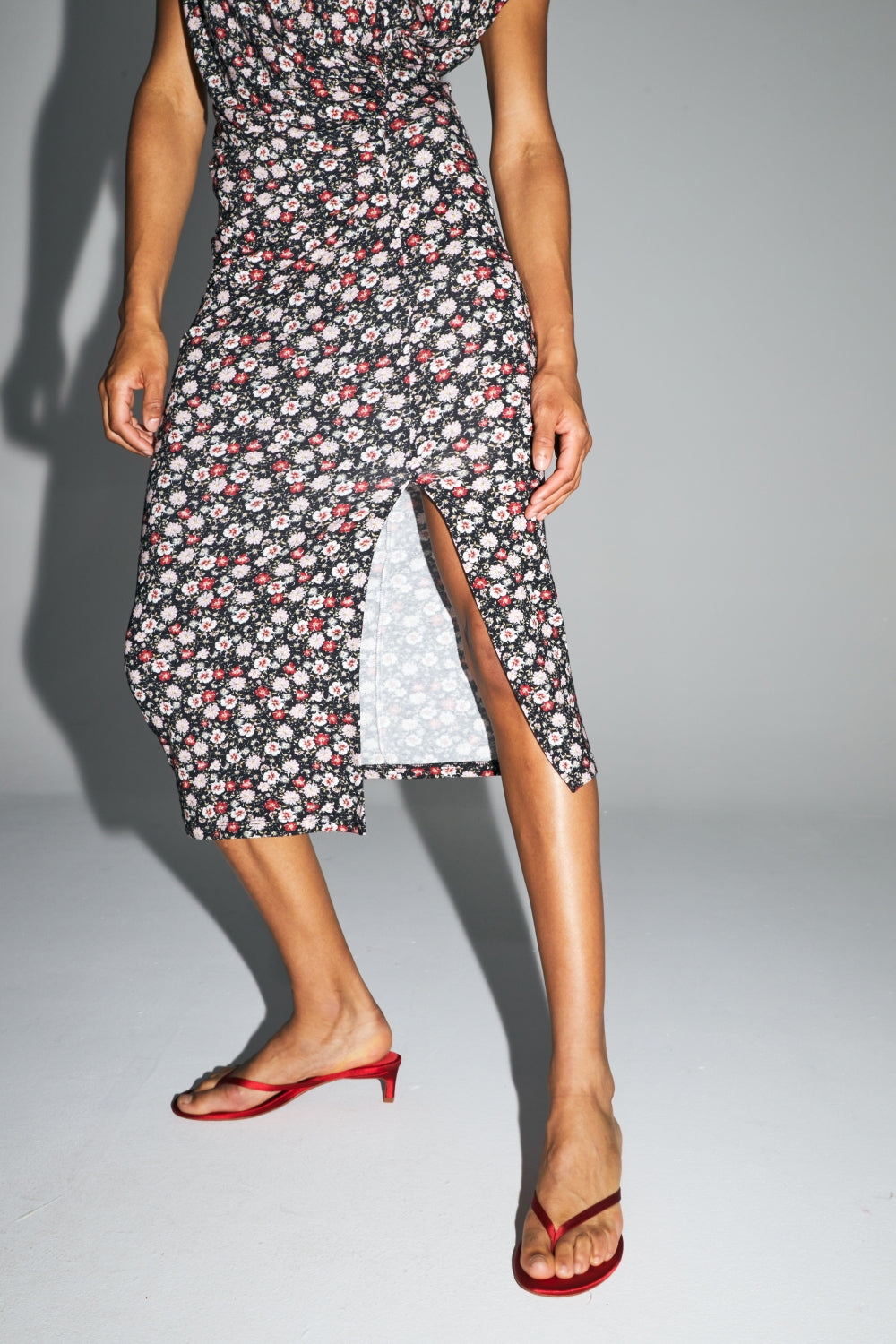 The Diane Red and Pink Floral Gypsy Print Dress Made in Italy