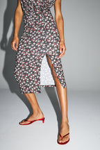 The Diane Red and Pink Floral Gypsy Print Dress Made in Italy