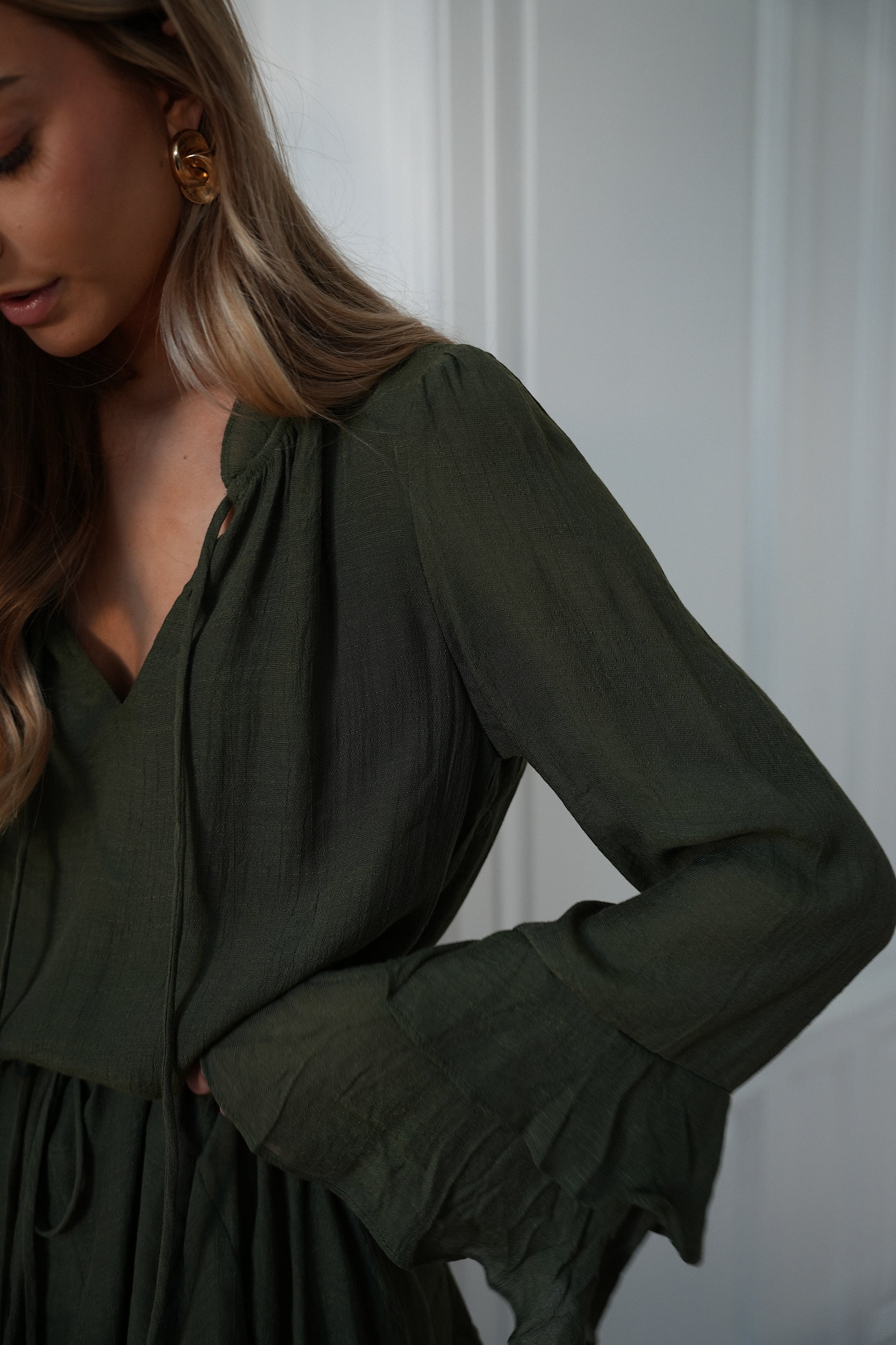 Vestido Edda con volantes - Caqui