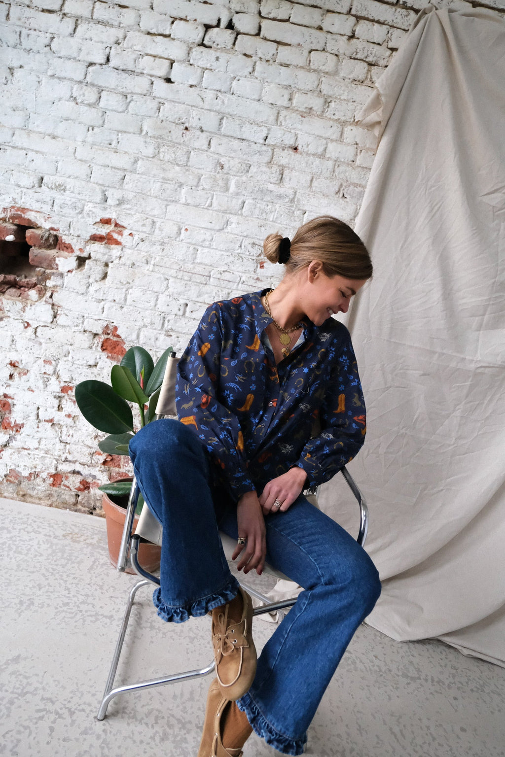 Camisa Maria Cowboy Marino