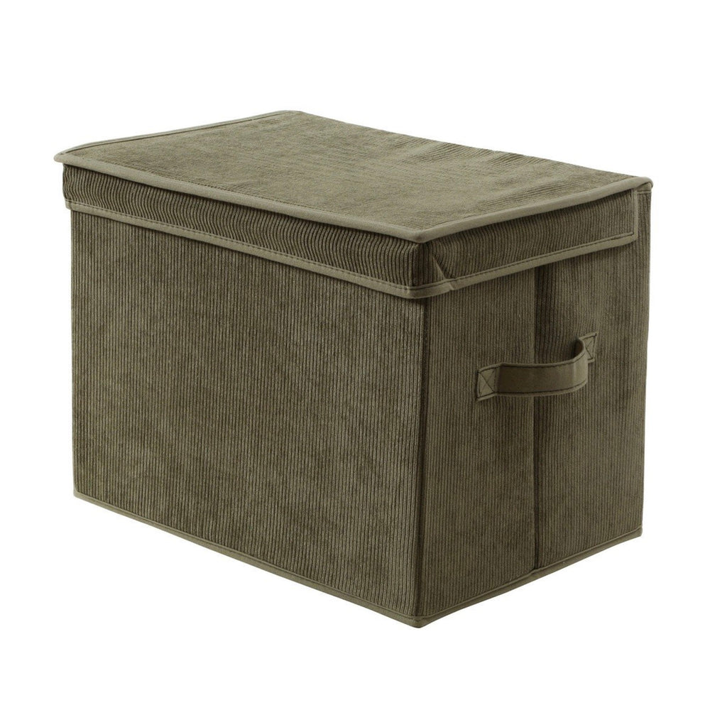 Boîte Rangement Haute Avec Couvercle Tissu Velours Côtelé Kaki