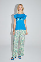 Le T-Shirt Robbie Foil En Coton Bleu Fabriqué Au Portugal