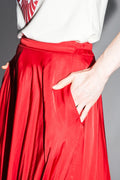 The Kelly Maxi Skirt In Red Satin Viscose