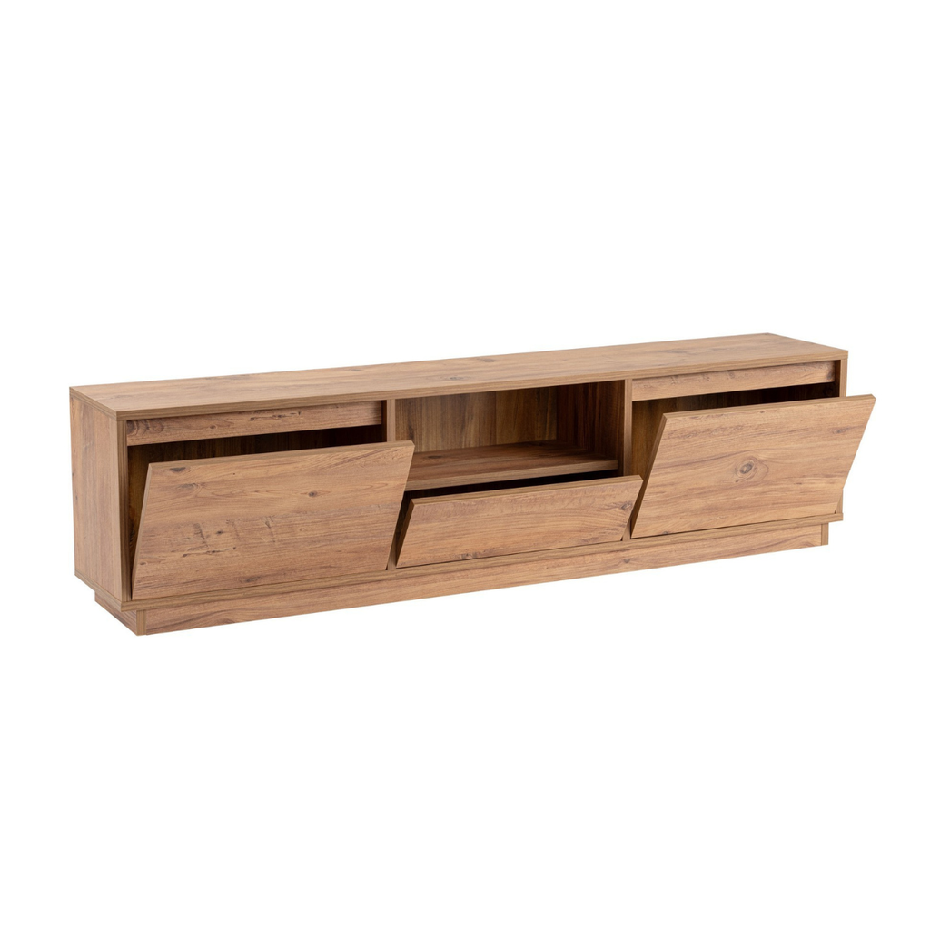 Vanguard - Meuble Tv 3 Portes Rabattables/1 Niche - Pin Atlantique
